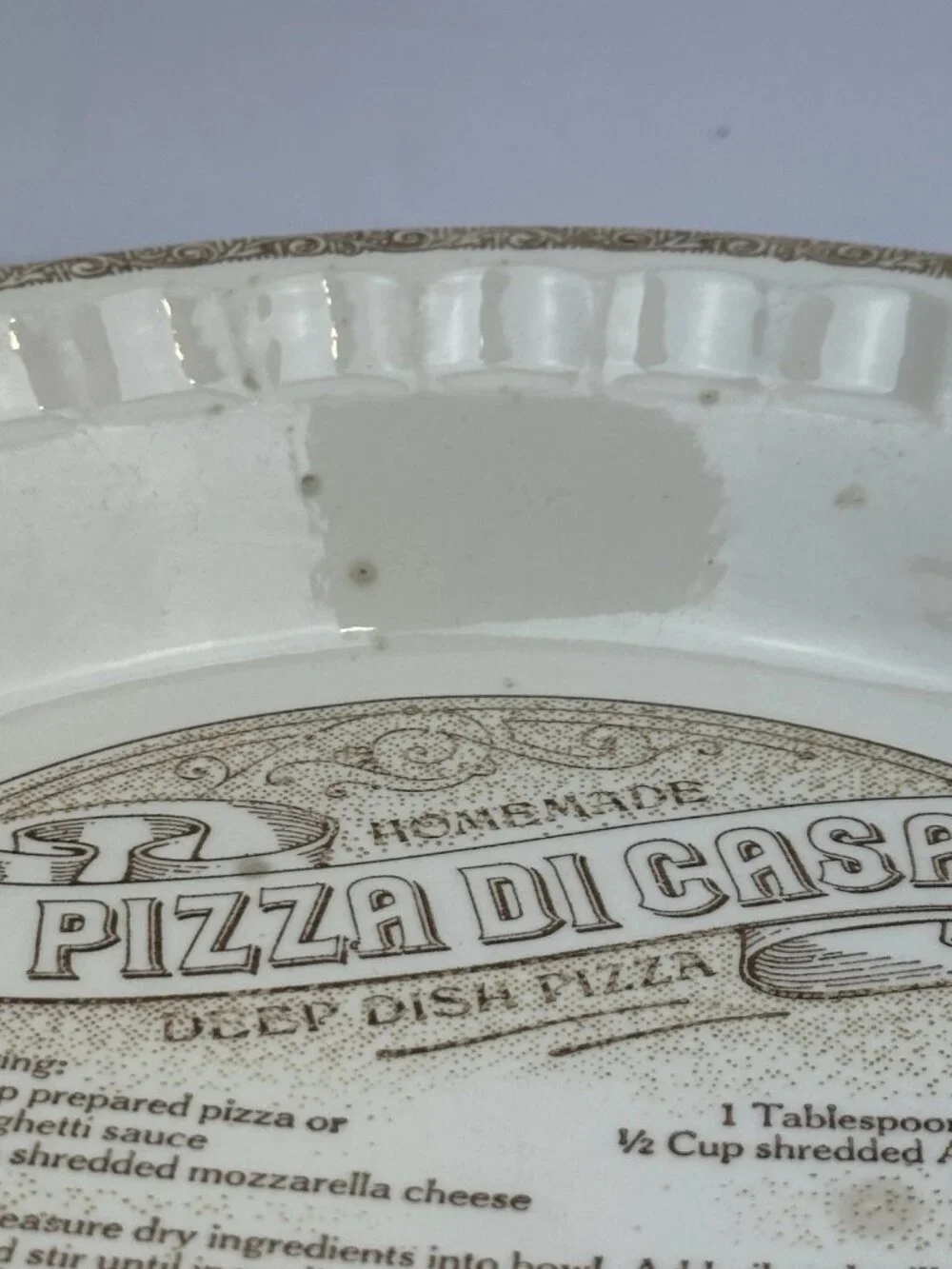 Vintage Royal China Pizza Di Casa Deep Dish Pizza Pie Plate Recipe Baker USA 11